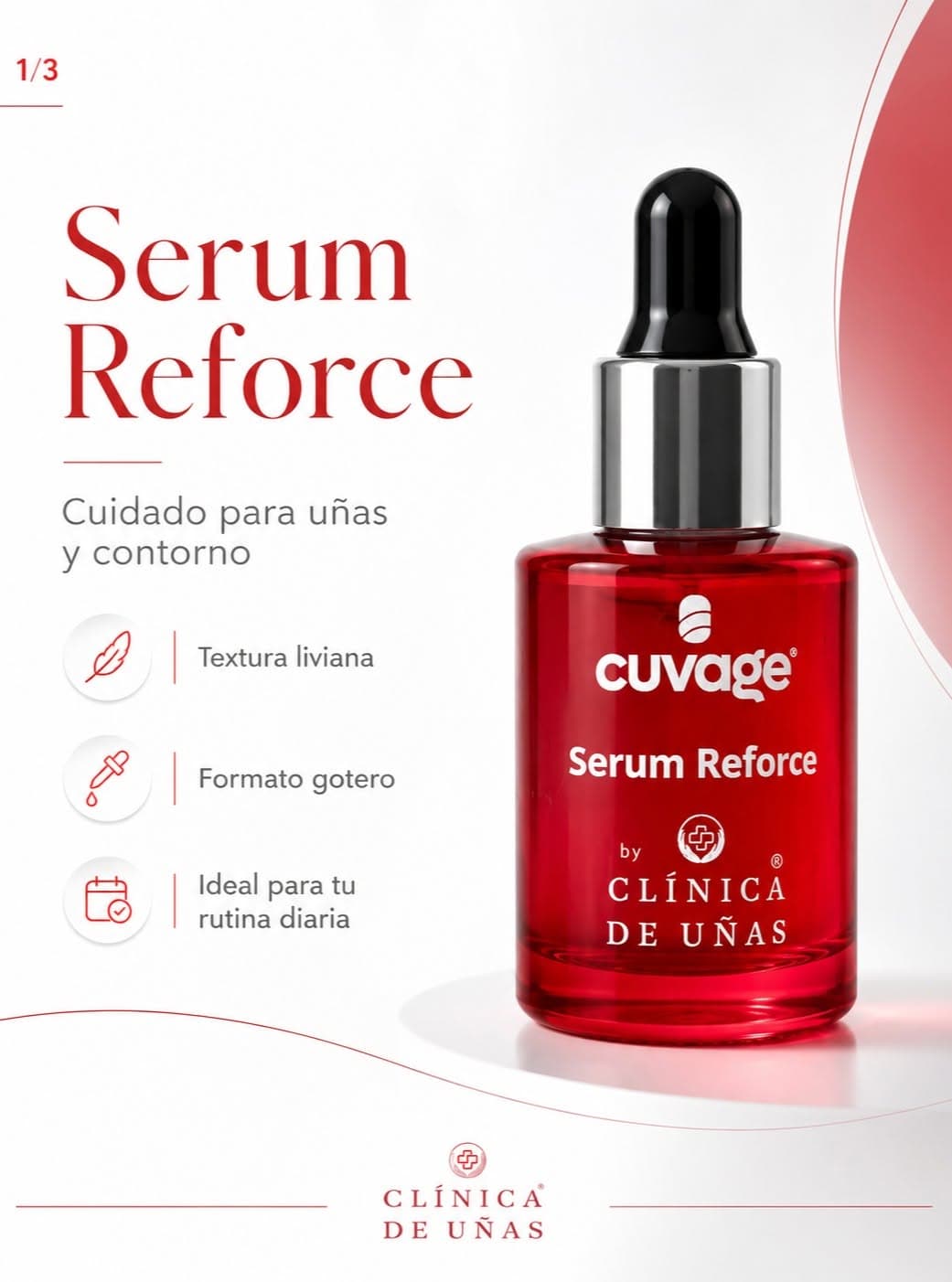 Presentación de Serum Reforce para el cuidado de uñas y contorno