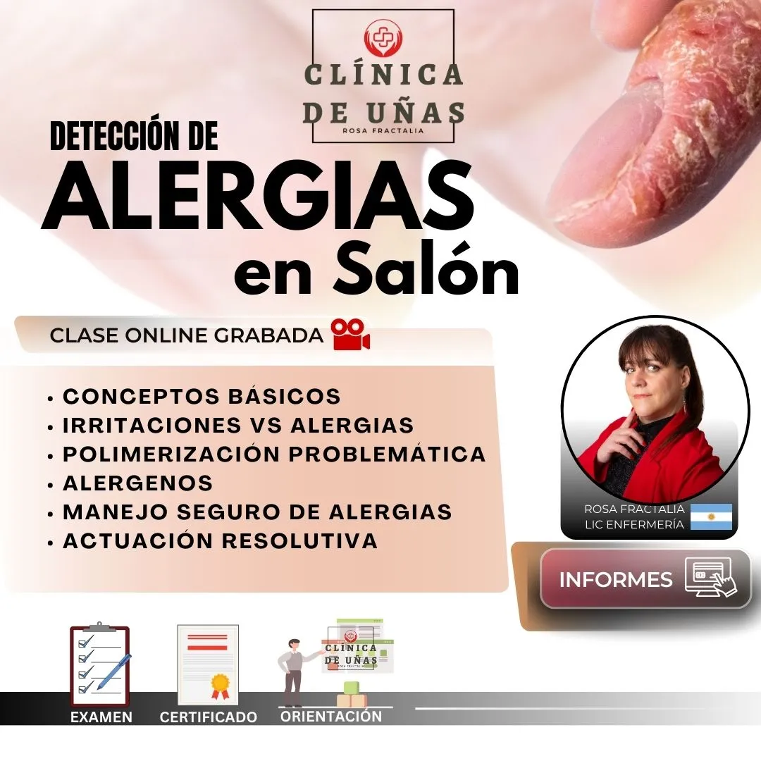 Flyer informativo de la clase online Detección de alergias en salón