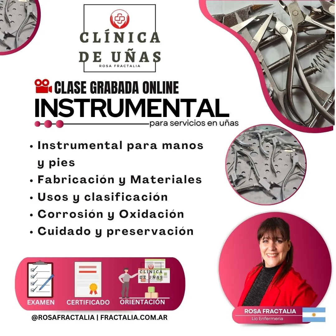 Flyer informativo de la clase online Instrumental para servicios en uñas