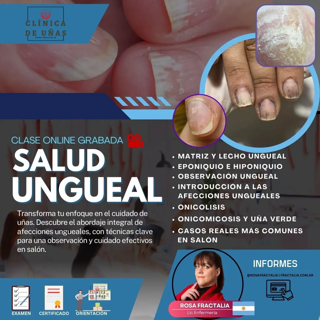Flyer informativo de la clase online Salud ungueal