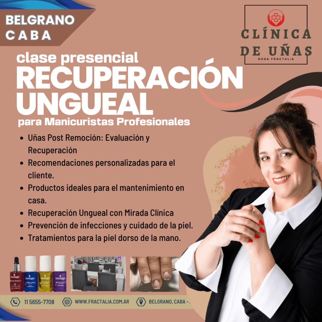 Flyer informativo de la clase presencial Recuperación ungueal